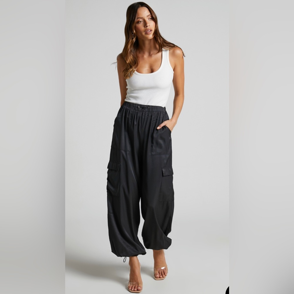Showpo | Hanabi High Waisted Cargo Parachute Pant in Black